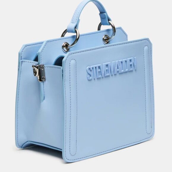 NIB STEVE MADDEN EVELYN BAG SCARF CHARM BOX GIFT SET LIGHT BLUE $154 - Picture 3 of 6